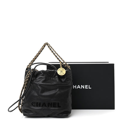 Chanel Shiny Caviar Quilted Monochrome Mini Chanel 22 Black 11 of 11