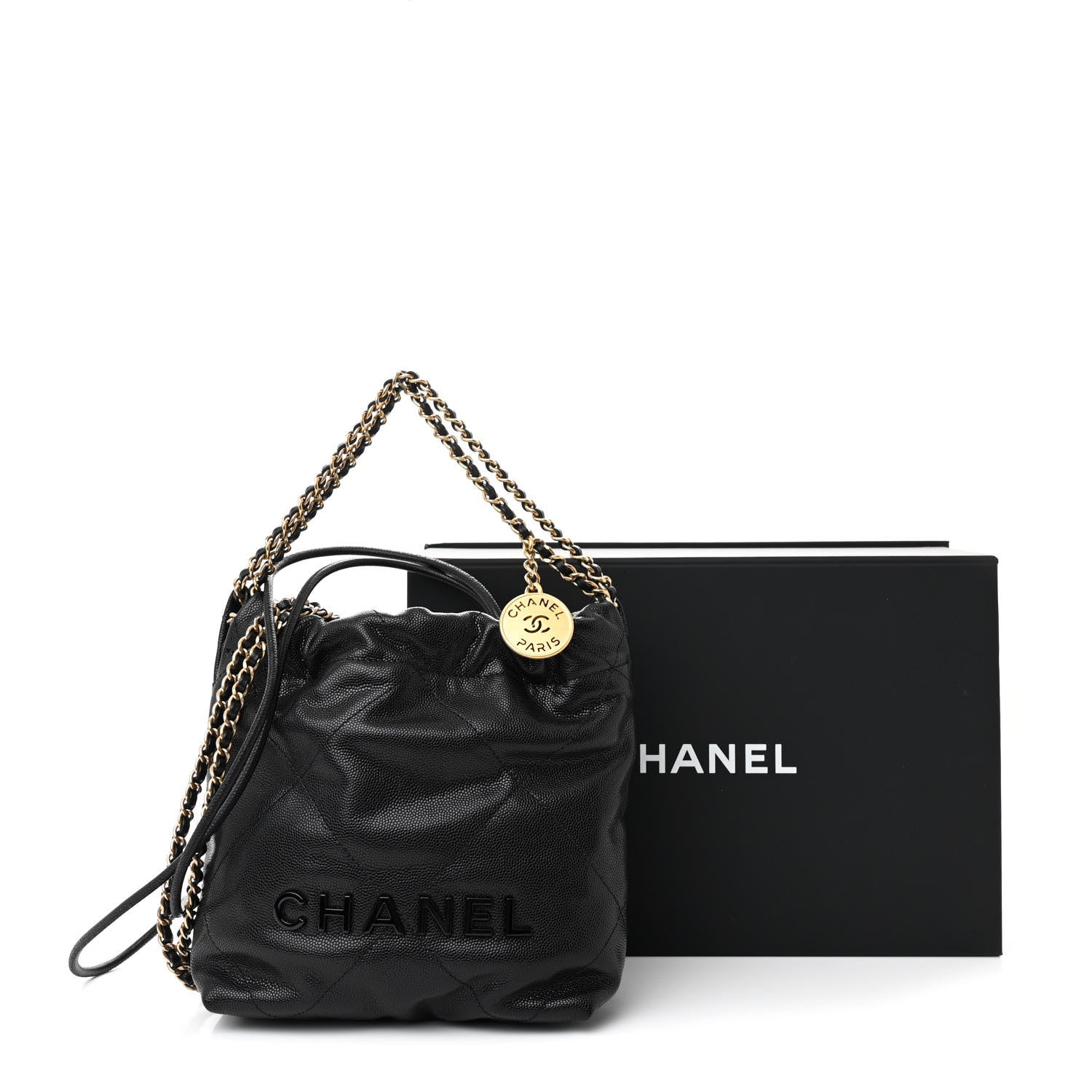 Chanel Shiny Caviar Quilted Monochrome Mini Chanel 22 Black 11 of 11