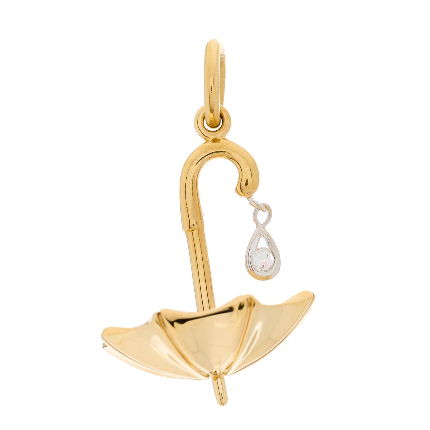 18K Yellow White Gold Diamond Umbrella Charm