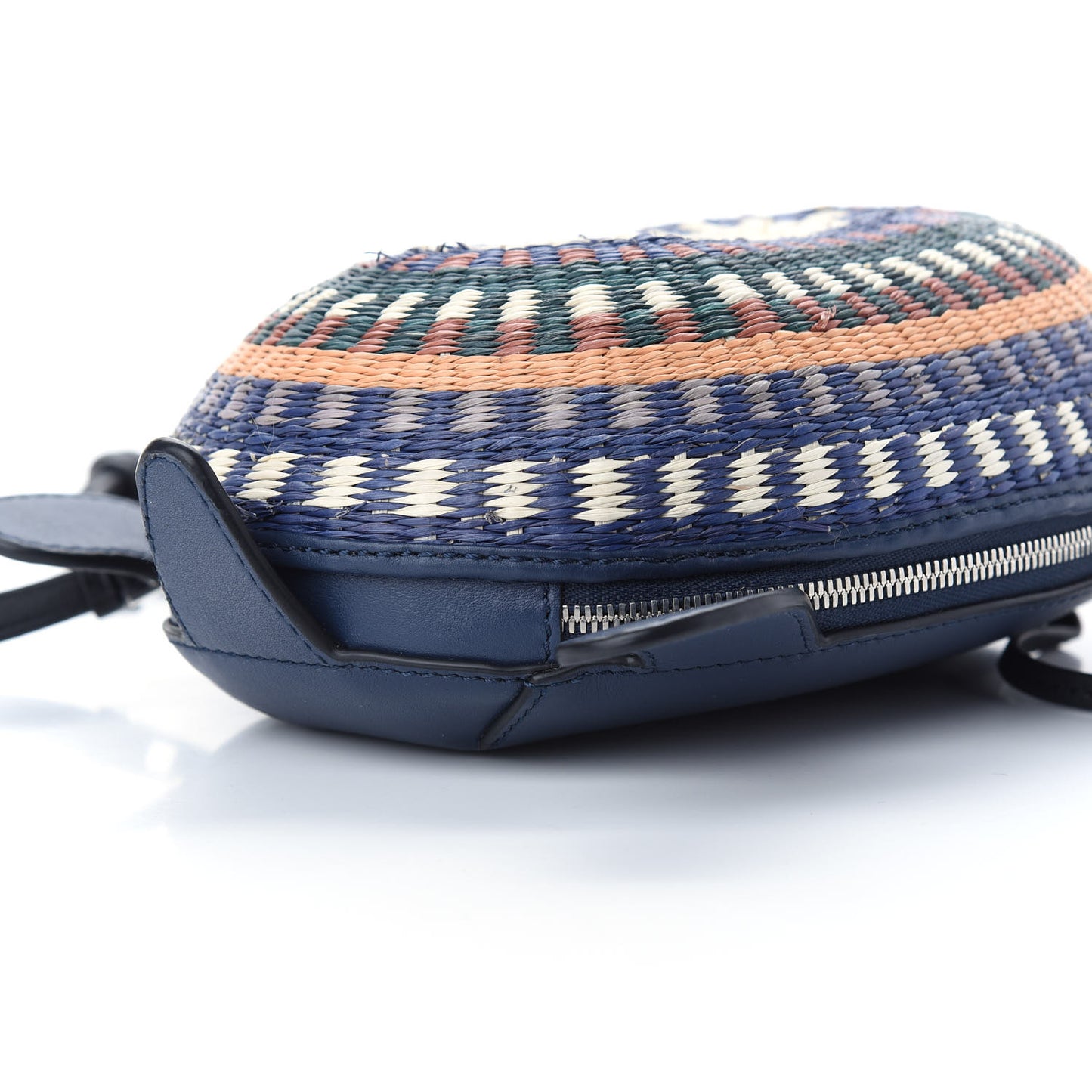 Raffia Calfskin Paula's Ibiza Turtle Pouch Ocean Multicolor