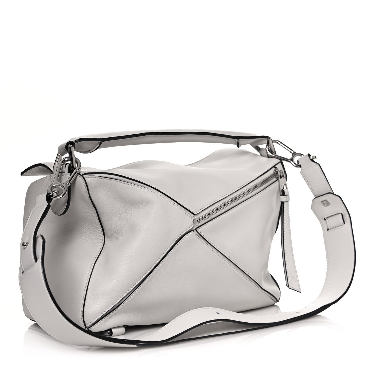Calfskin Medium Puzzle Bag White