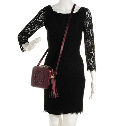 Gucci Metallic Pebbled Calfskin Small Soho Disco Bag Burgundy 2 of 9