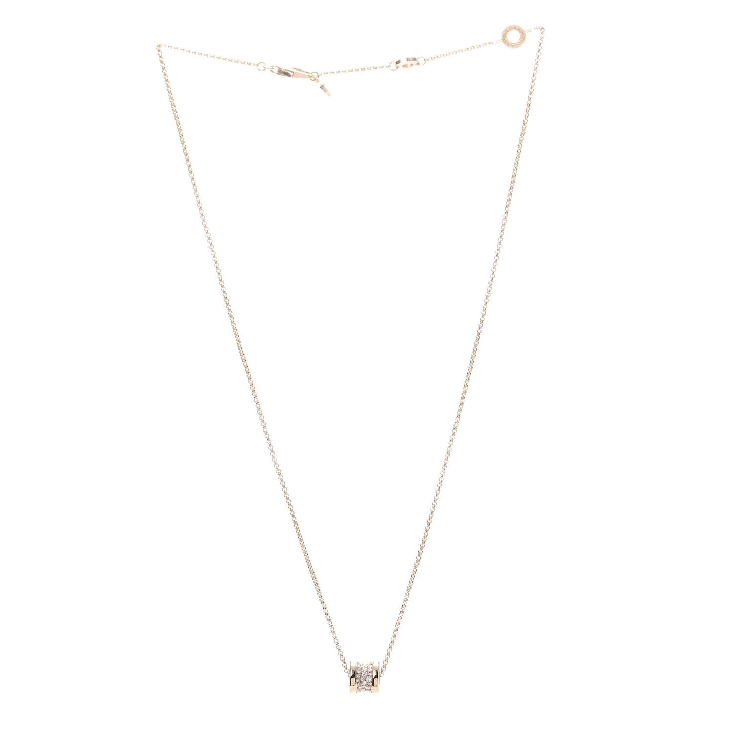 18K Yellow Gold Diamond Small B.Zero1 Pave Pendant Necklace
