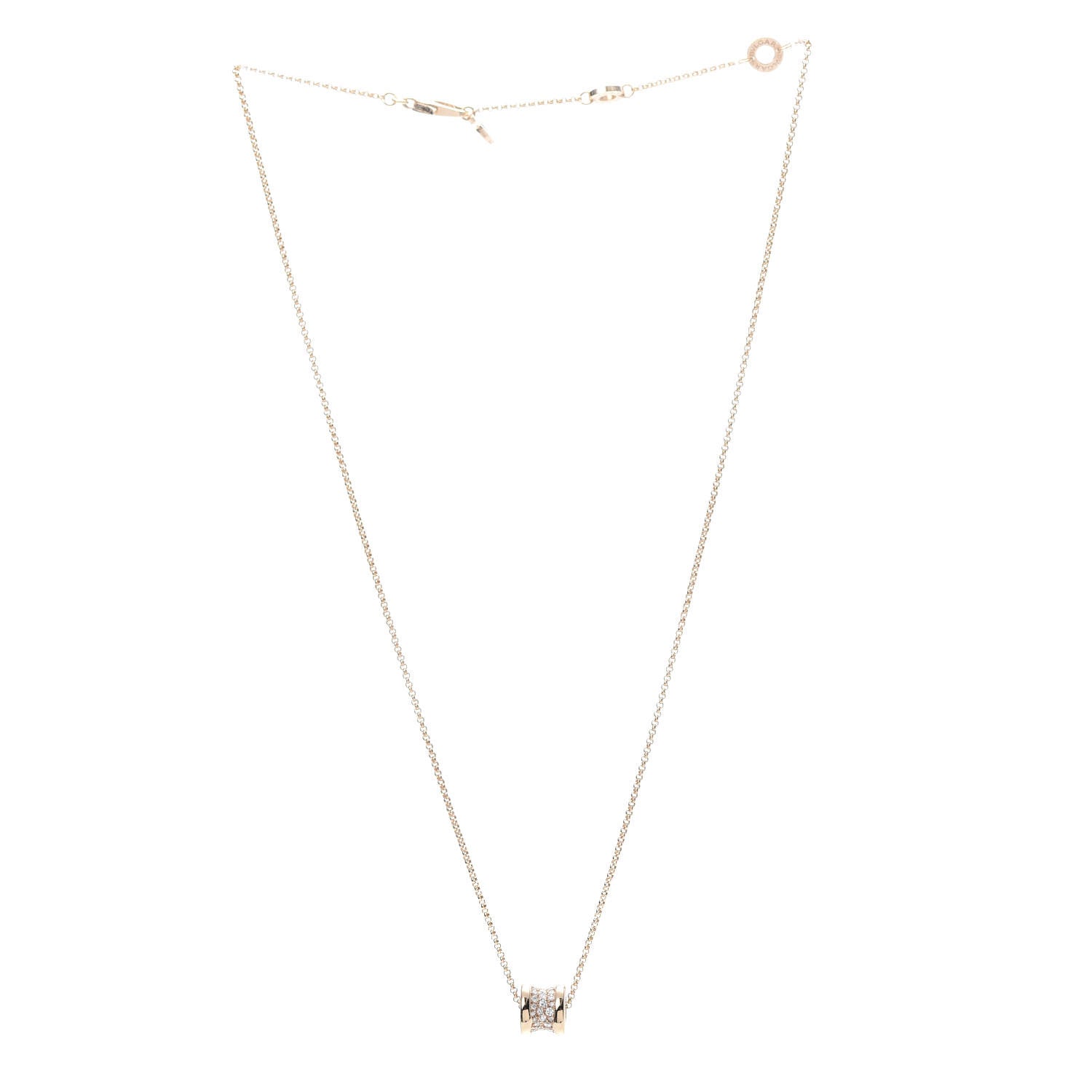 Bulgari 18K Yellow Gold Diamond Small B.Zero1 Pave Pendant Necklace 3 of 7