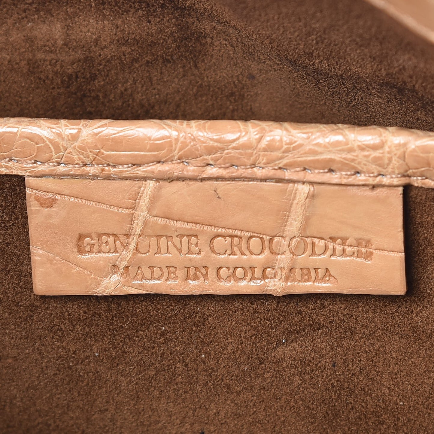 Crocodile Medium Flap Chain Shoulder Bag Beige