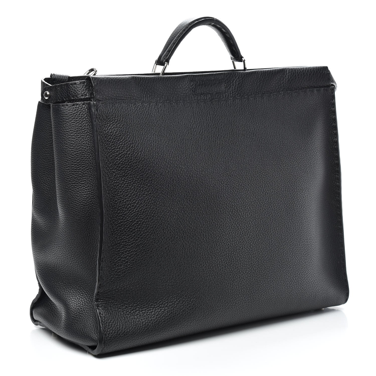 Fendi Cuoio Romano Selleria Monster Eyes Inlay Large Mens Peekaboo Iconic Essential Satchel Black Sunflower 2 of 8