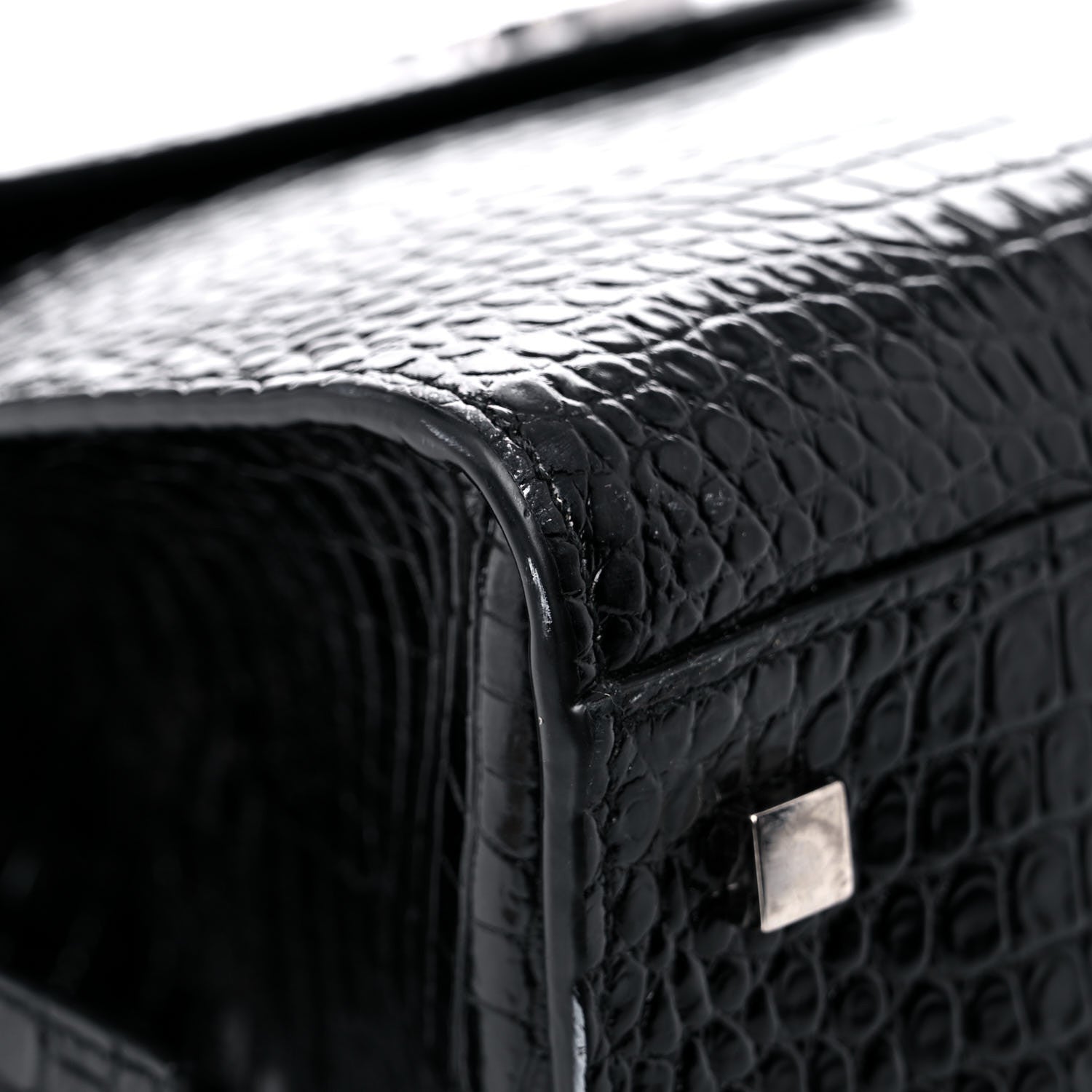 Saint Laurent Calfskin Crocodile Embossed Small Uptown Tote Black 8 of 23