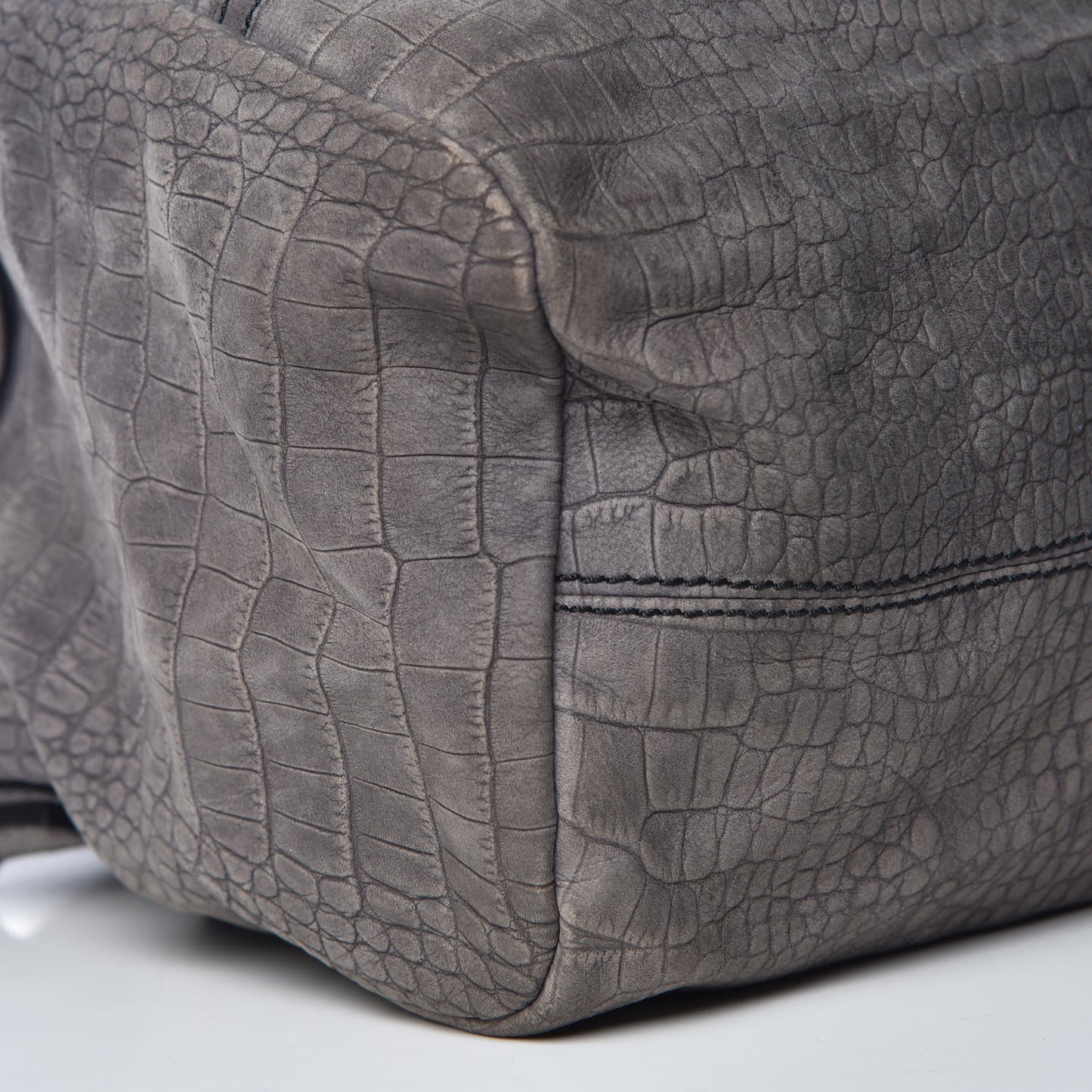 Nubuck Crocodile Embossed Large Pandora Grey