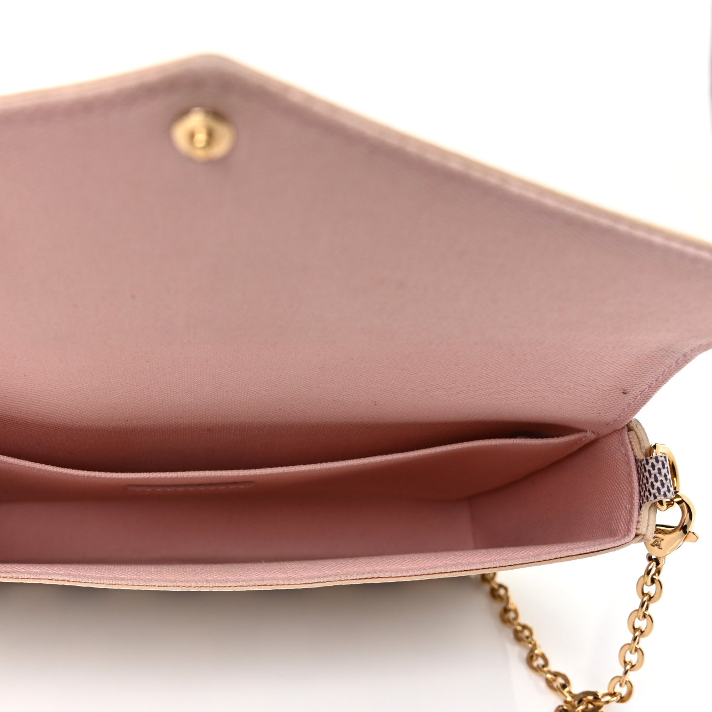 Damier Azur Pochette Felicie Chain Wallet Rose Ballerine