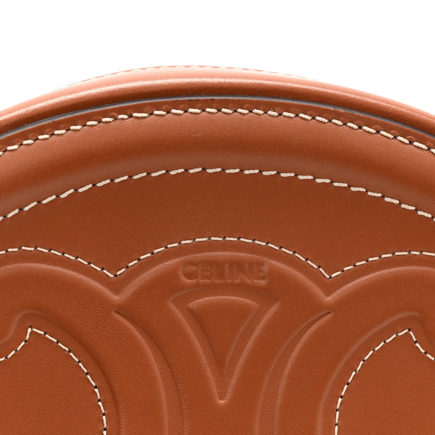 Celine Smooth Calfskin Cuir Small Triomphe Oval Crossbody Purse Tan 6 of 10