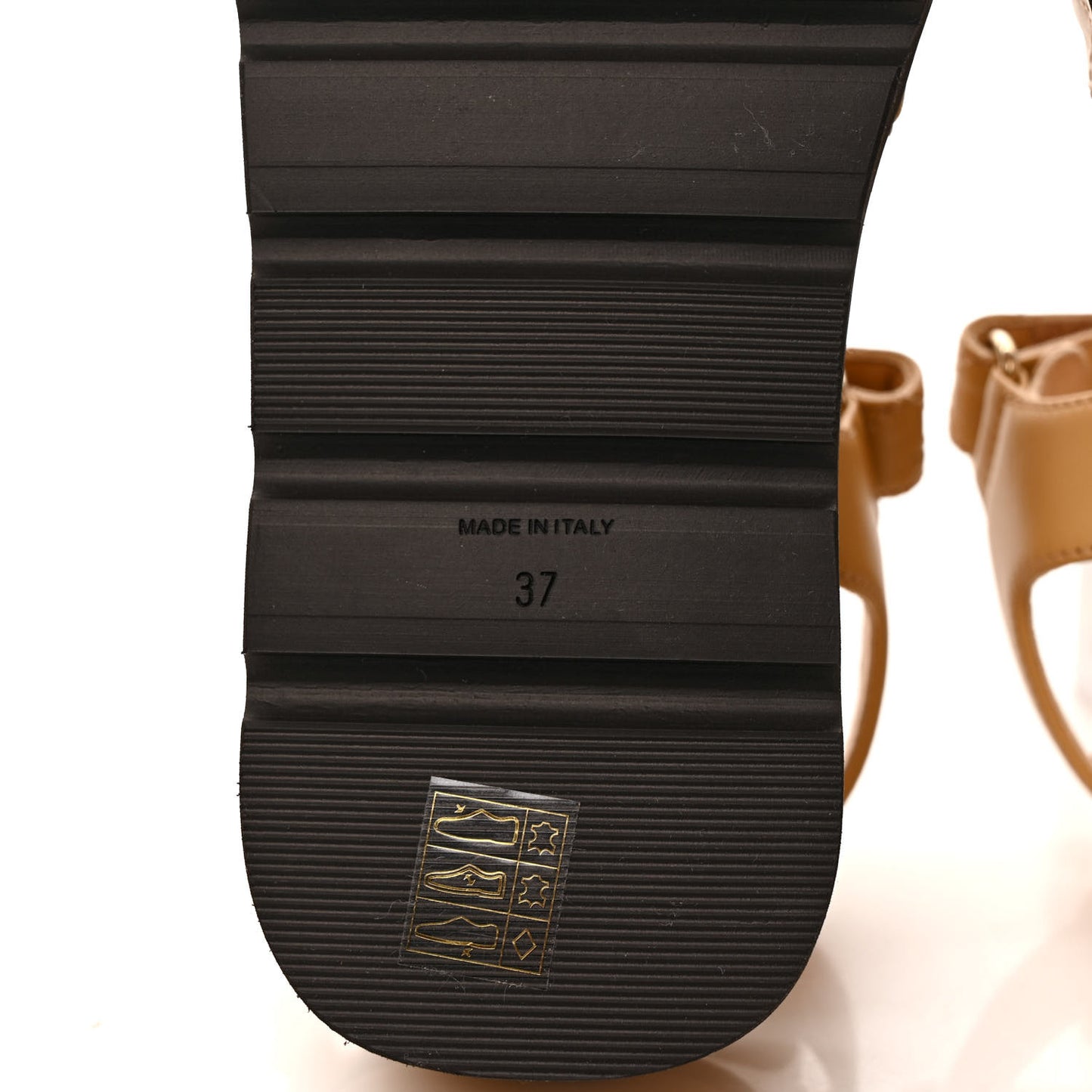 Lambskin Quilted Platform Sandals 37 Beige Black