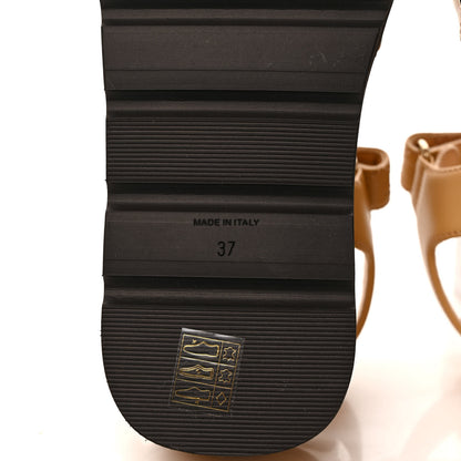Chanel Lambskin Quilted Platform Sandals 37 Beige Black 7 of 10