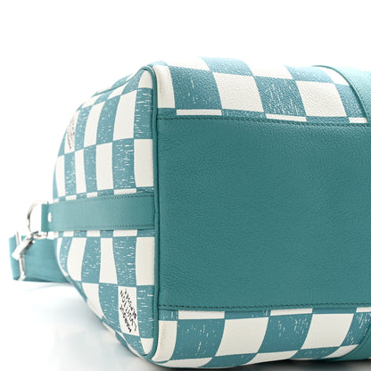 Louis Vuitton Calfskin Damier Keepall Bandouliere 45 Teal 7 of 9
