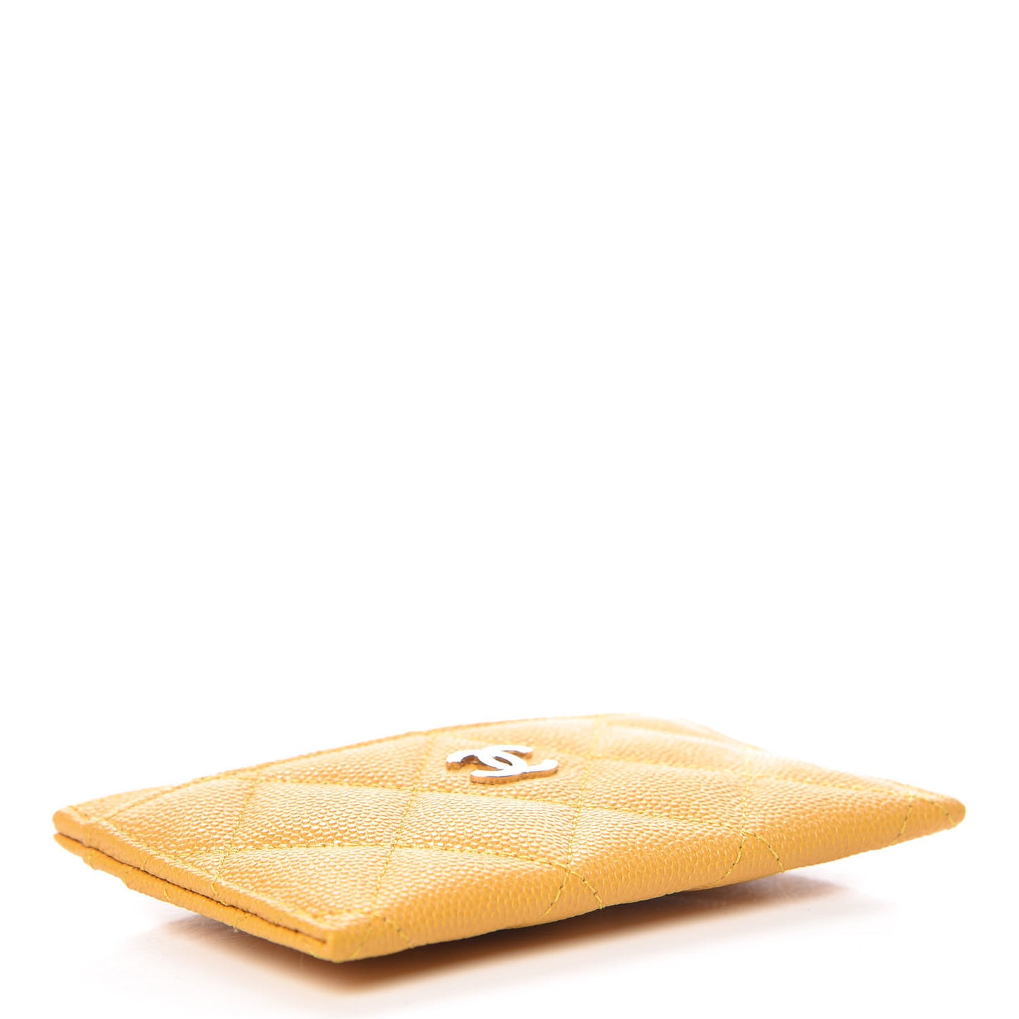 Caviar Quilted Card Holder Yellow