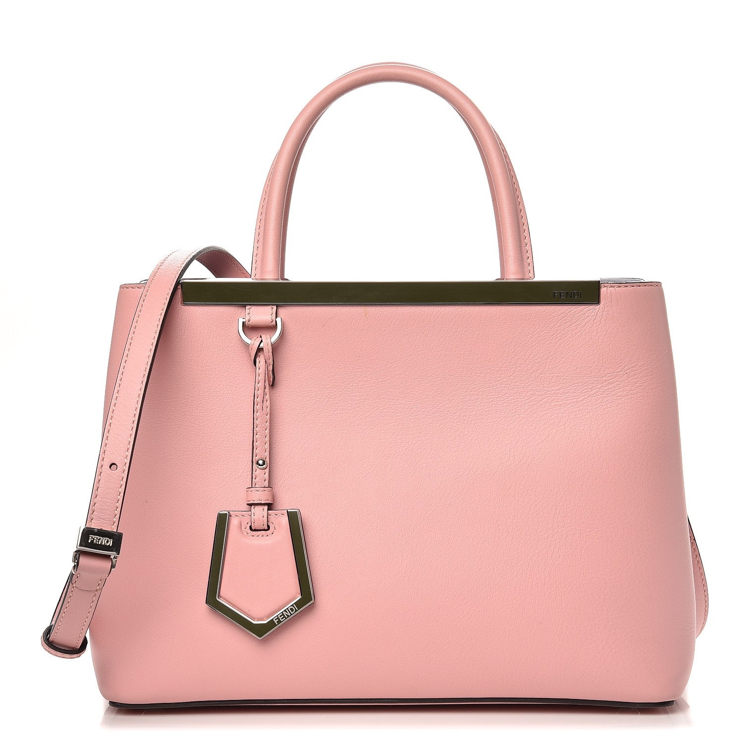 Fendi Vitello Dolce Century Petite 2Jours Tote Bubblegum Lilla Oliva 1 of 10