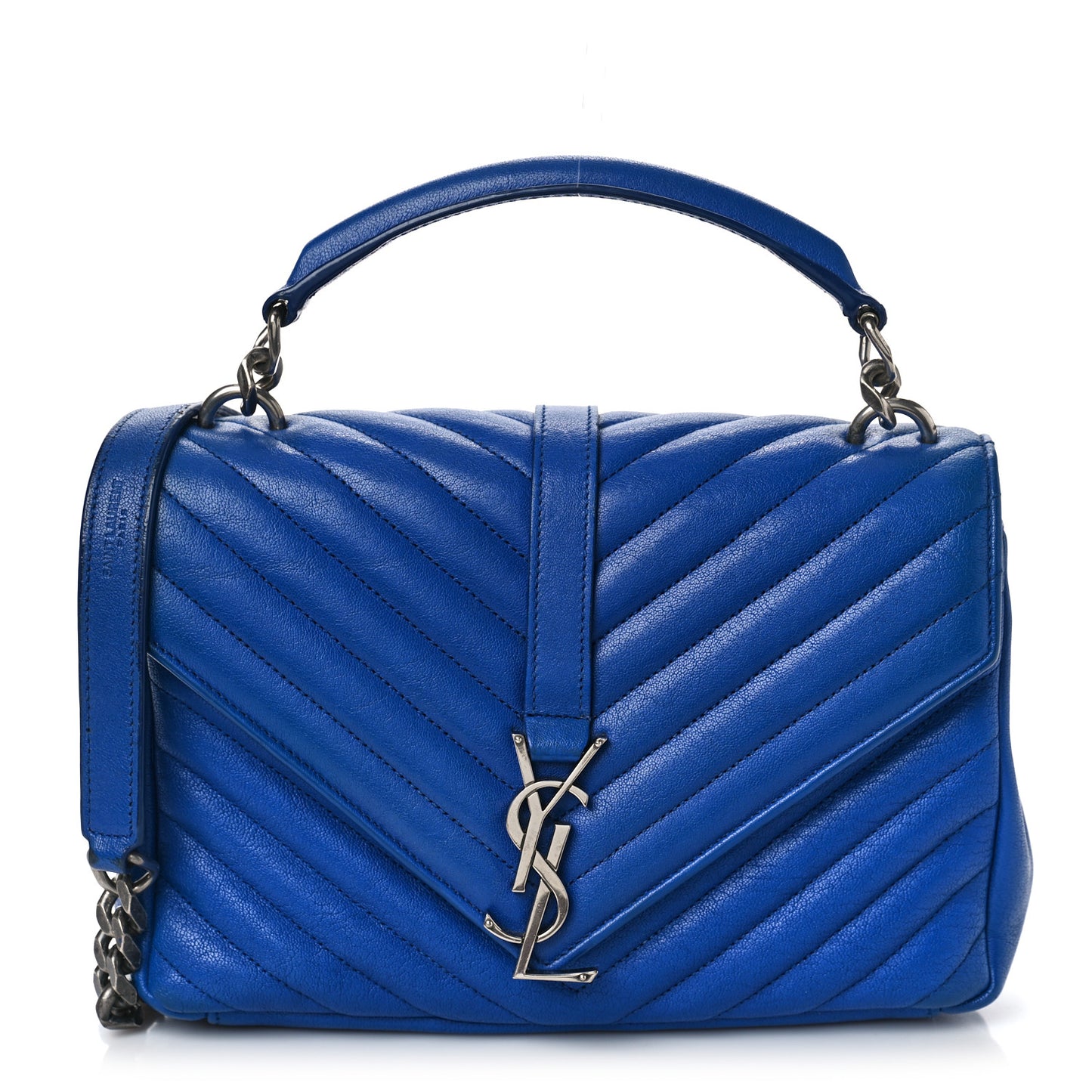 Sheepskin Matelasse Chevron Monogram Medium College Bag Royal Blue