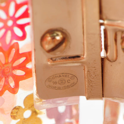 Chanel Resin CC Camellia Floral Cuff Transparent Pink Gold 5 of 6