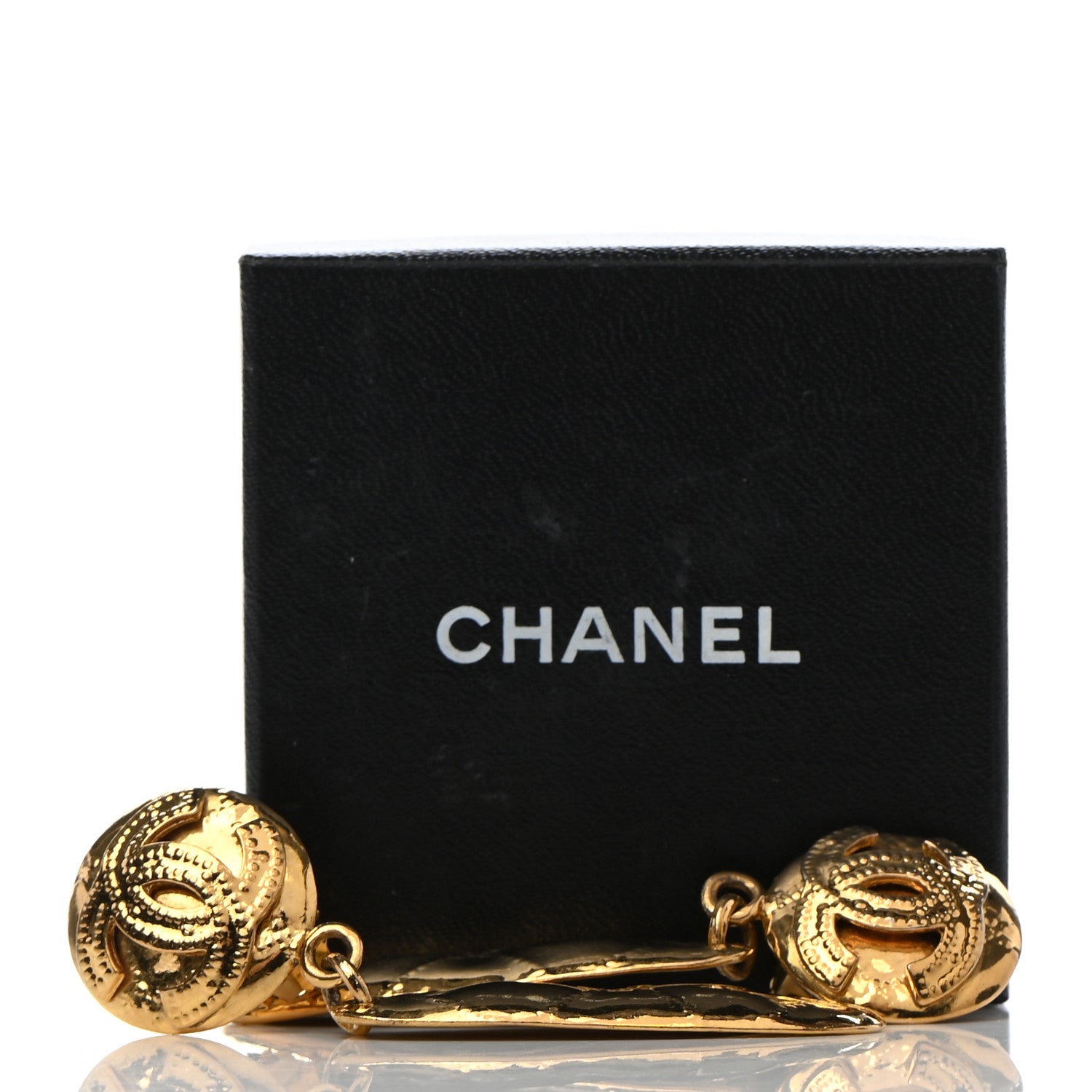 Chanel Metal CC Quilted Drop Clip On Earrings Gold 5 of 5