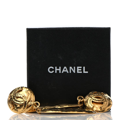 Chanel Metal CC Quilted Drop Clip On Earrings Gold 5 of 5