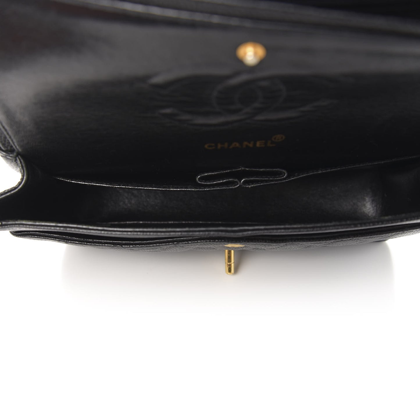 Caviar Quilted Medium Double Flap Black