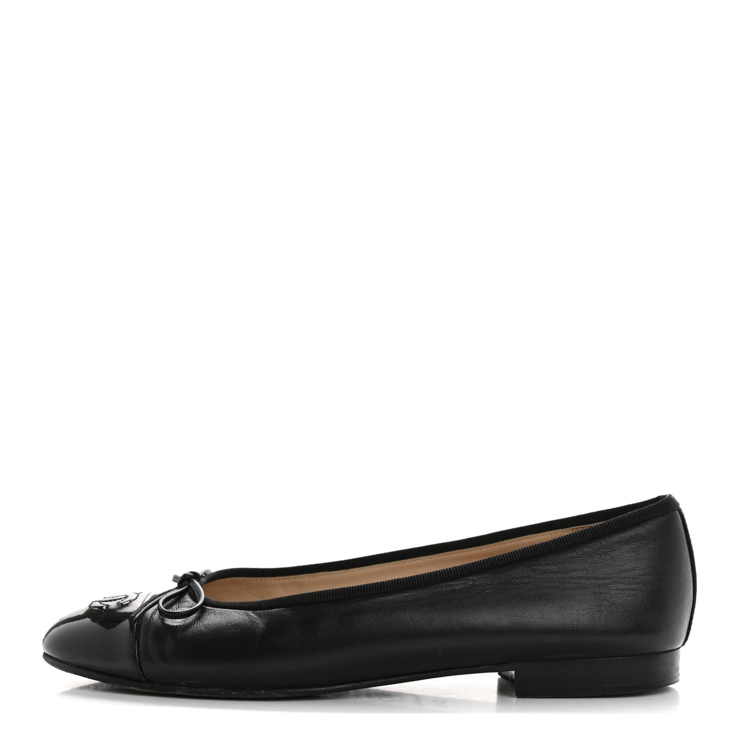 Lambskin Patent Cap Toe CC Ballerina Flats 37.5 Black