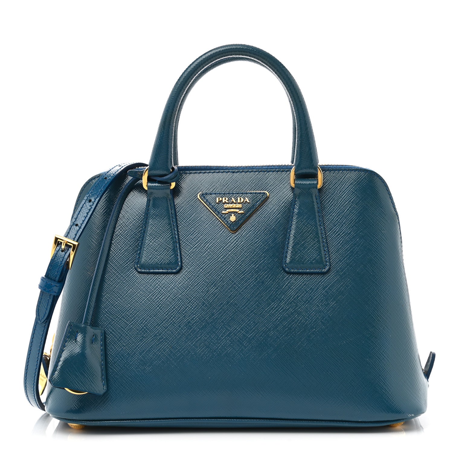 Prada Saffiano Vernice Small Promenade Tote Azzurro 1 of 10