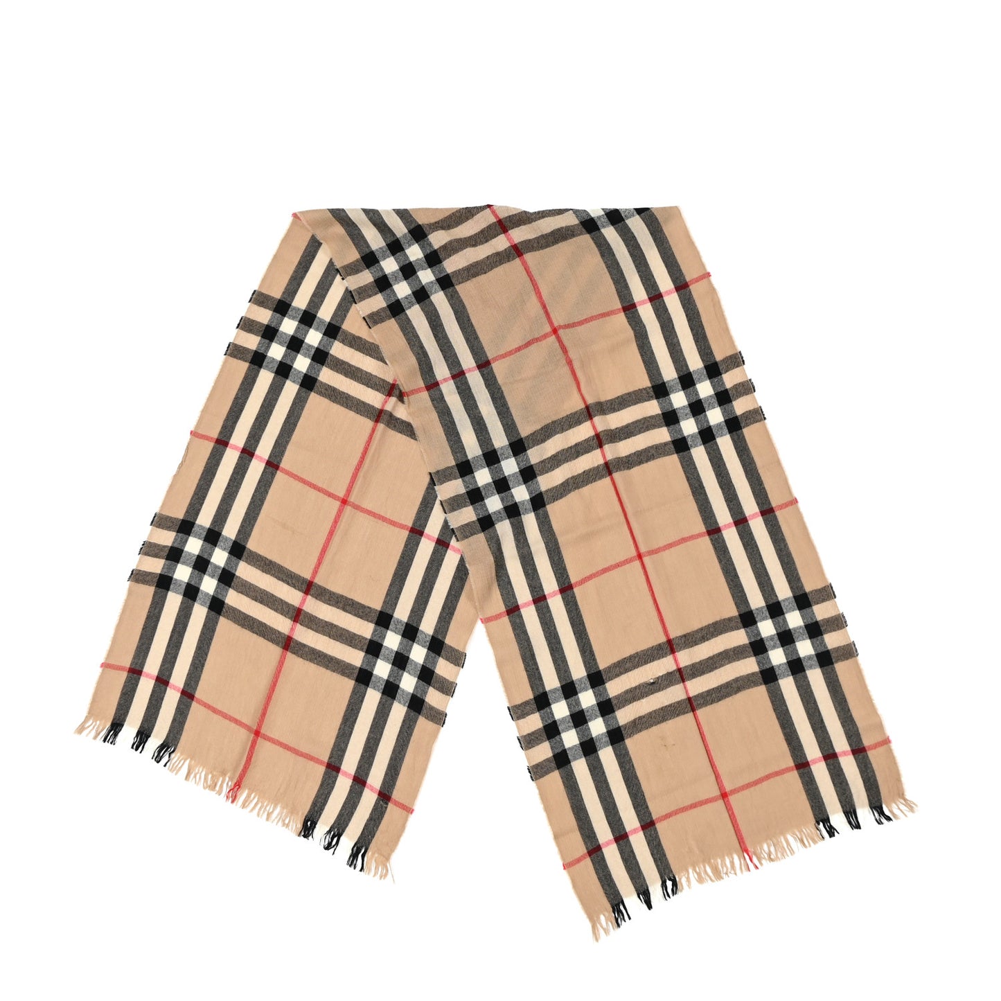 Wool Silk Check Lightweight Scarf Archive Beige