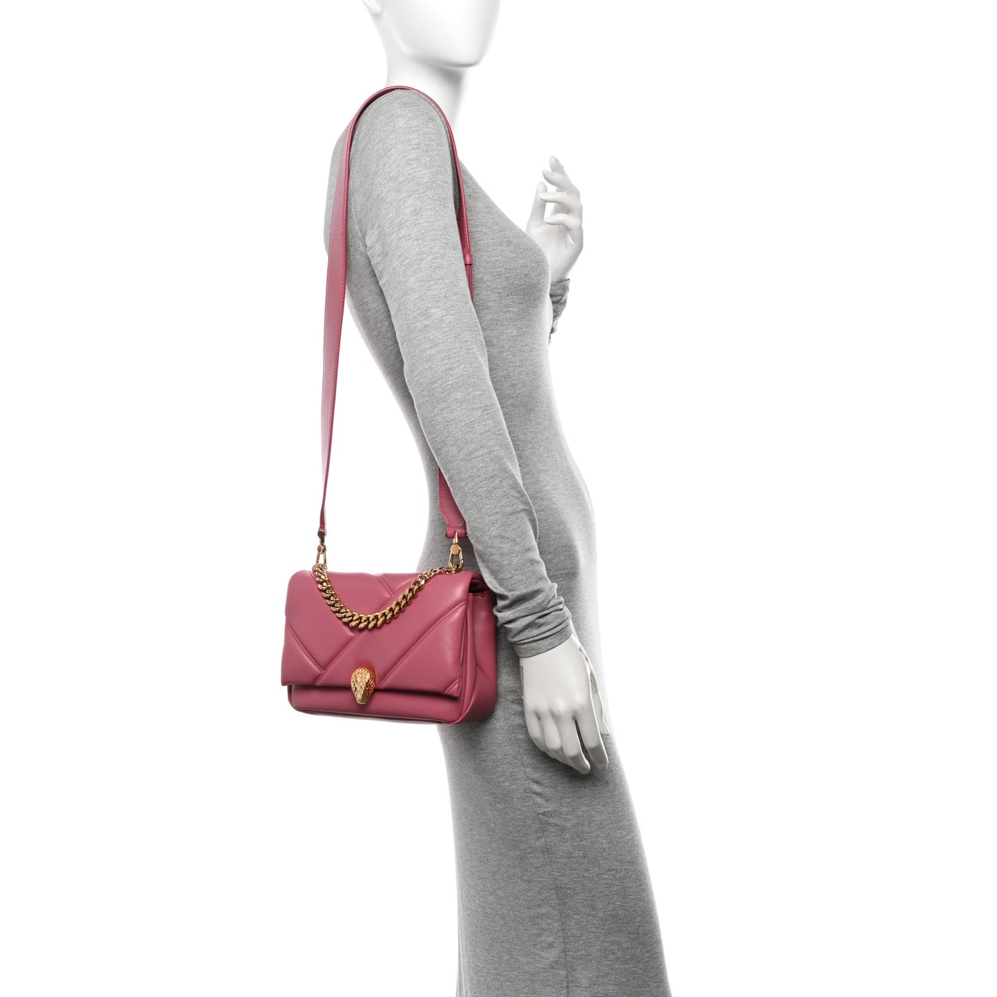 Calfskin Matelasse Mini Serpenti Cabochon Crossbody Bag Pink