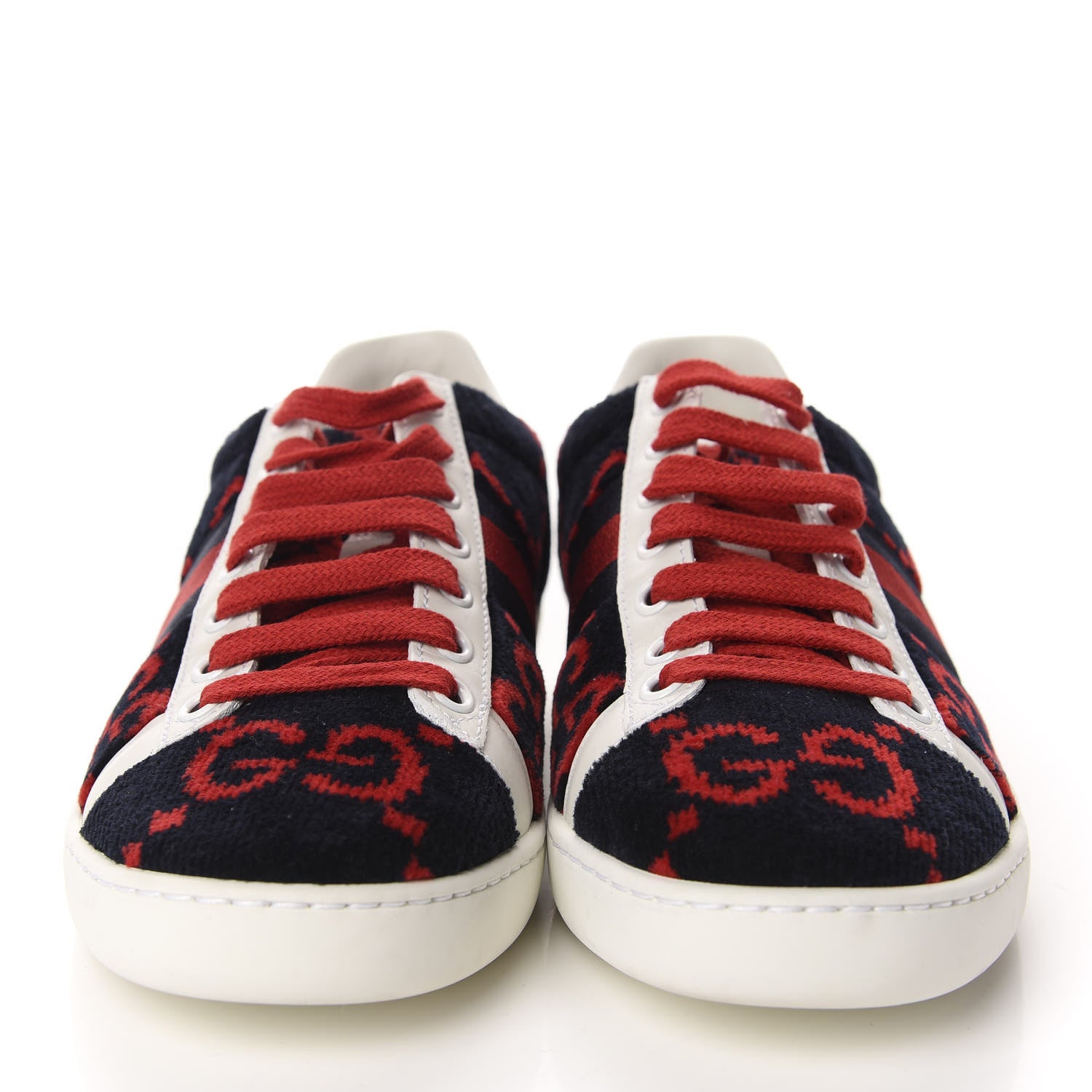 Gucci Terry Cloth GG Monogram Web Womens Ace Sneakers 36 Blue Red 2 of 10