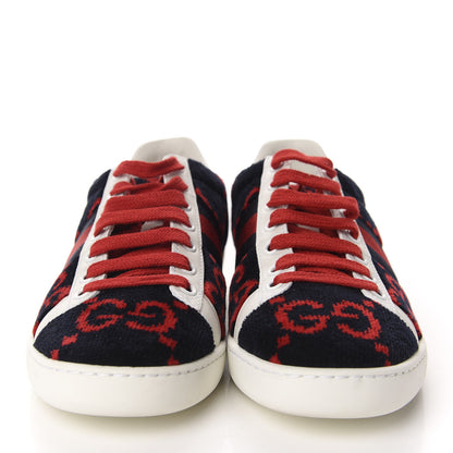 Gucci Terry Cloth GG Monogram Web Womens Ace Sneakers 36 Blue Red 2 of 10