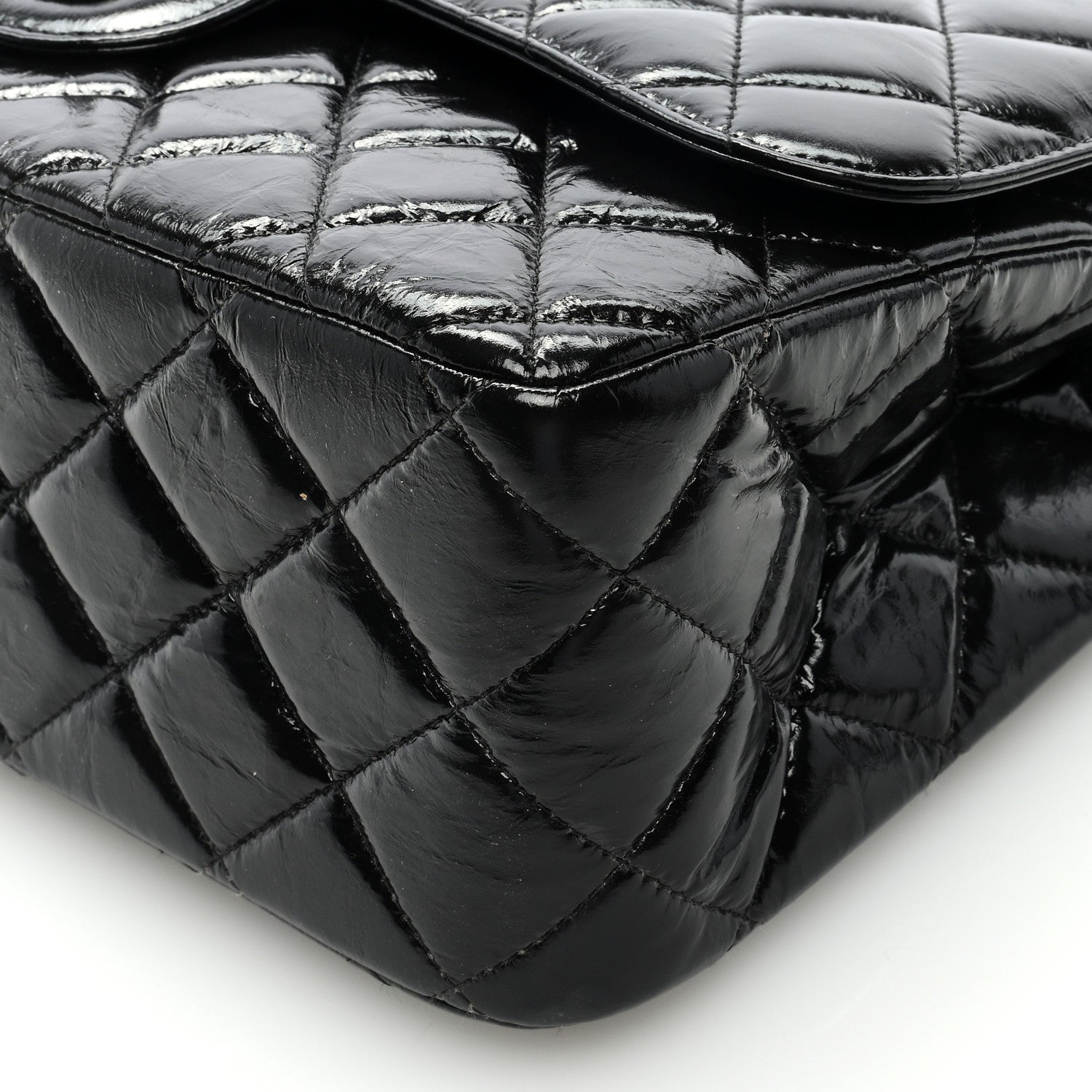 Chanel Shiny Distressed Calfskin Quilted Jumbo Double Flap So Black 9 of 9
