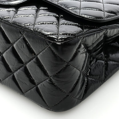 Chanel Shiny Distressed Calfskin Quilted Jumbo Double Flap So Black 9 of 9