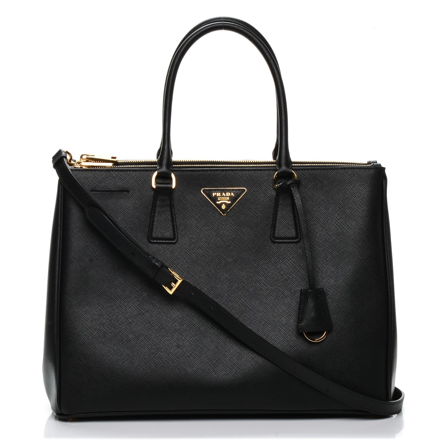 Saffiano Large Galleria Double Zip Tote Black