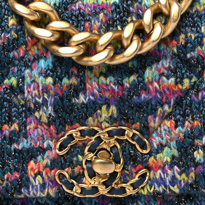 Chanel Tweed Quilted Medium Chanel 19 Flap Dark Multicolor 8 of 10