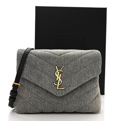 Saint Laurent Denim Y Quilted Monogram Toy Loulou Crossbody Bag Grey 10 of 10