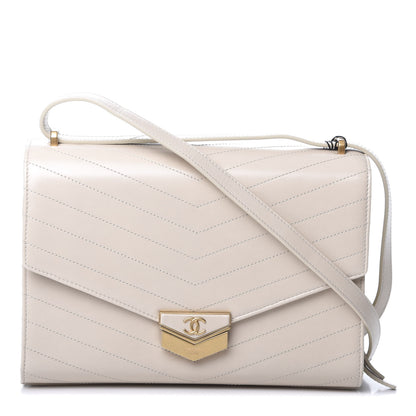 Chanel Calfskin Chevron Quilted Large Medal Flap Light Beige 1 of 9
