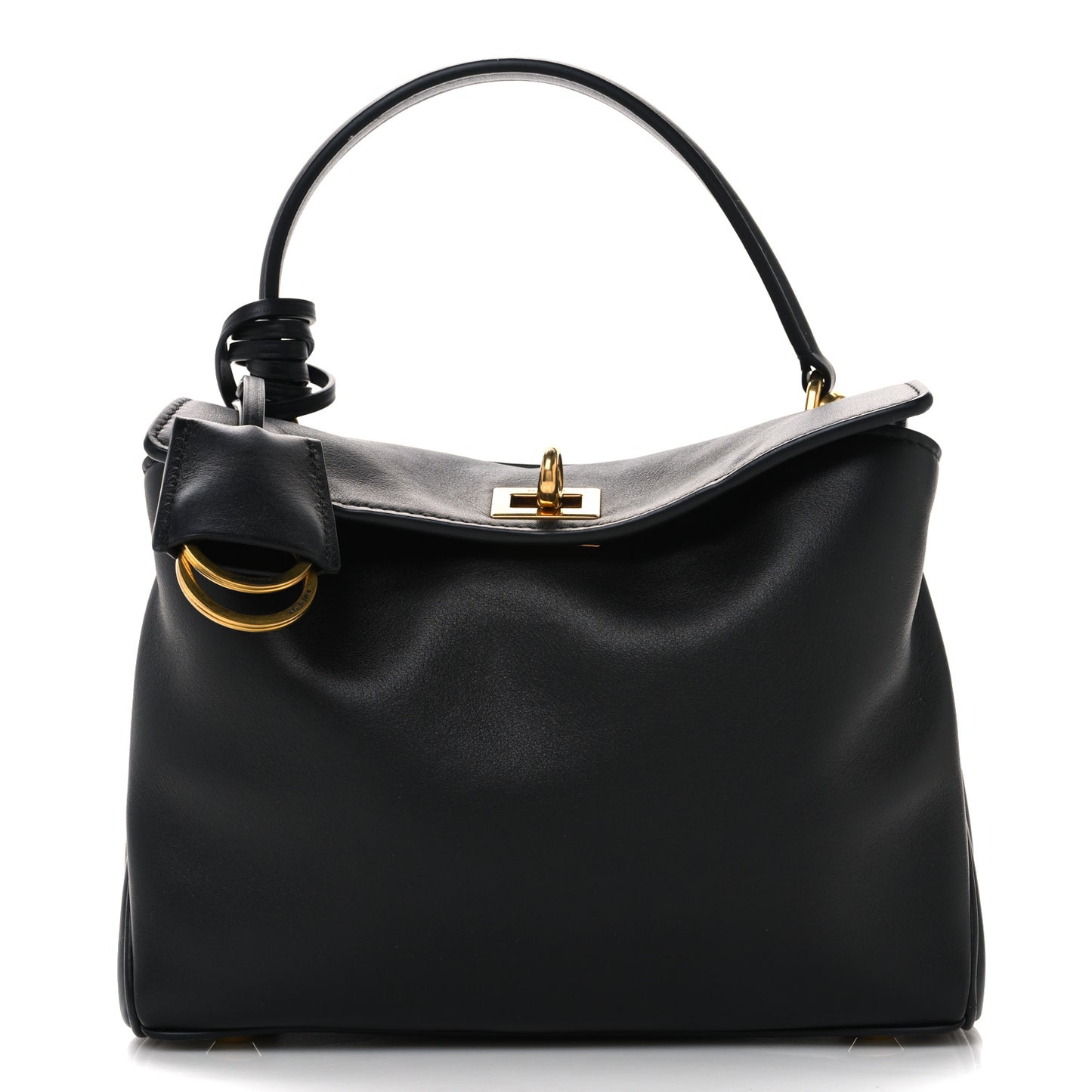 Natural Smooth Calfskin Mini Rodeo Top Handle Handbag Black