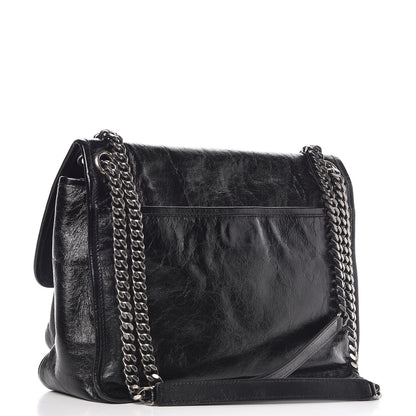 Saint Laurent Crinkled Calfskin Matelasse Monogram Medium Niki Chain Satchel Black 3 of 12