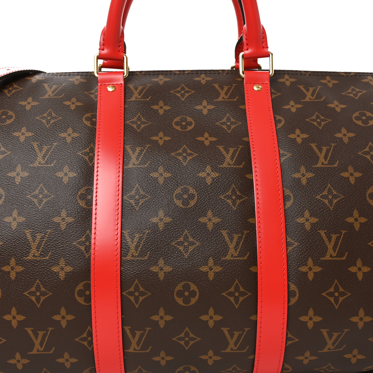 Calfskin Monogram Keepall Bandouliere 50 Coquelicot