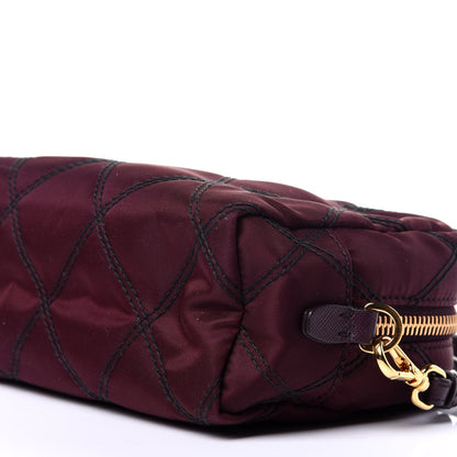 Prada Tessuto Nylon Saffiano Impunturato Quilted Wristlet Bordeaux 8 of 9