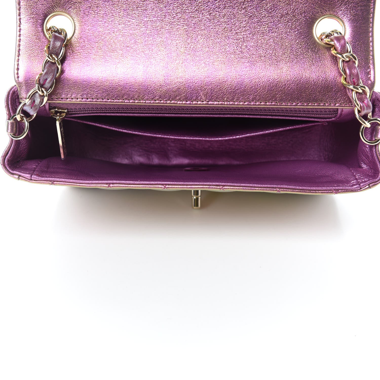 Chanel Iridescent Lambskin Quilted Mini Rectangular Flap Purple 5 of 11