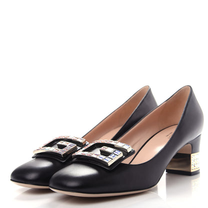 Gucci Malaga Kid Crystal Square G Madelyn Mid Heel Loafer Pumps 40 Black 3 of 11