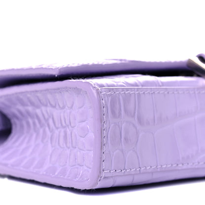 Balenciaga Shiny Calfskin Crocodile Embossed Hourglass Chain Bag Lilac 7 of 13