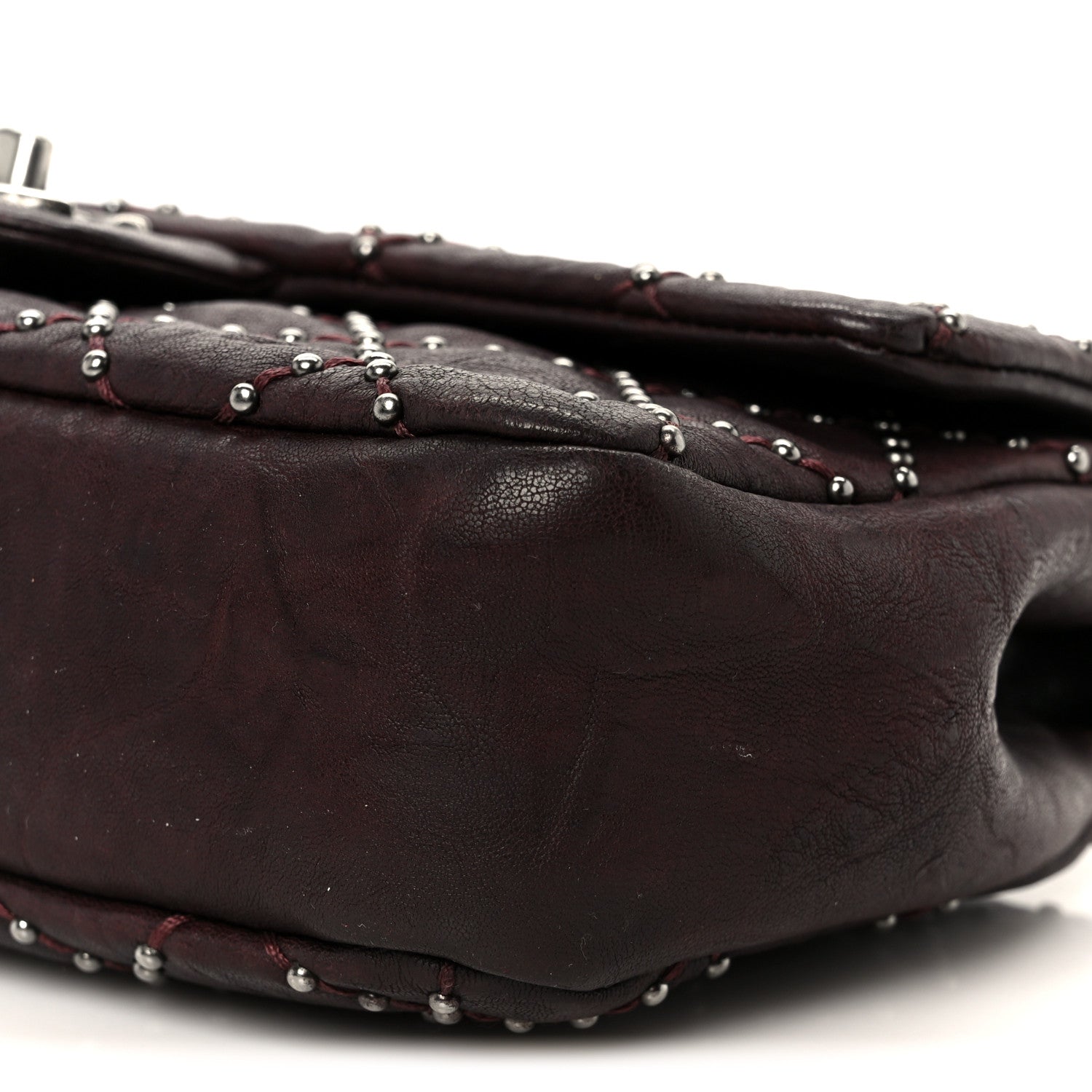 Chanel Washed Lambskin Studded Metal Beauty Flap Burgundy 11 of 11