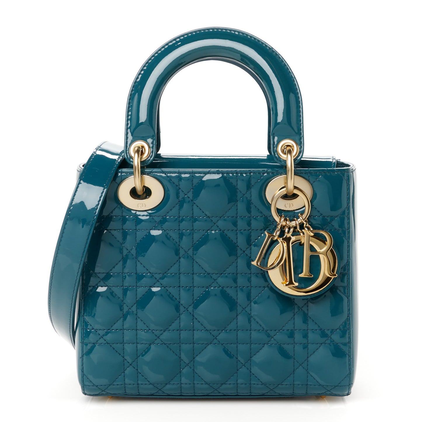 Patent Cannage Small Lady Dior Turquoise