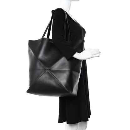 Loewe Shiny Calfskin Large Puzzle Fold Tote Black 2 of 8