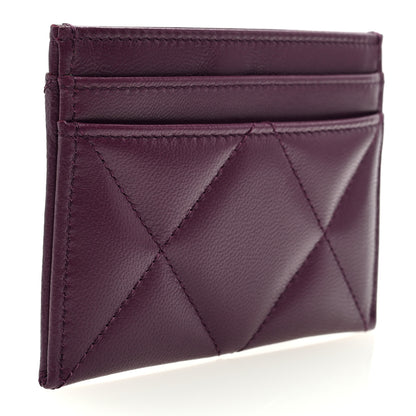 Chanel Lambskin Quilted Chanel 19 Card Holder Purple 3 of 7