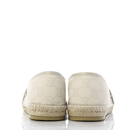 Gucci Washed Cotton Miro Soft Calfskin GG Monogram Espadrilles 38.5 White Mystic White 6 of 10