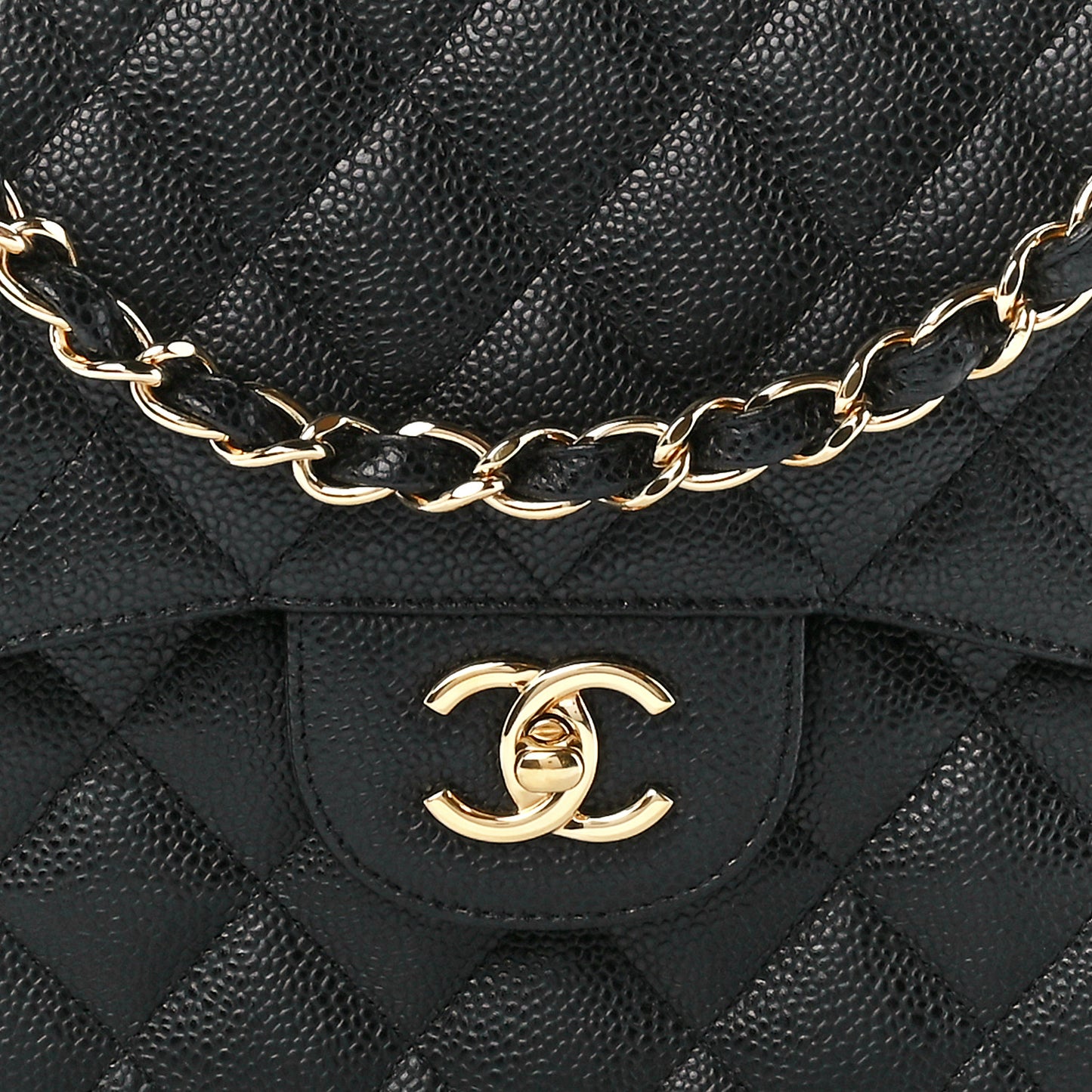 Caviar Quilted Jumbo Double Flap Black
