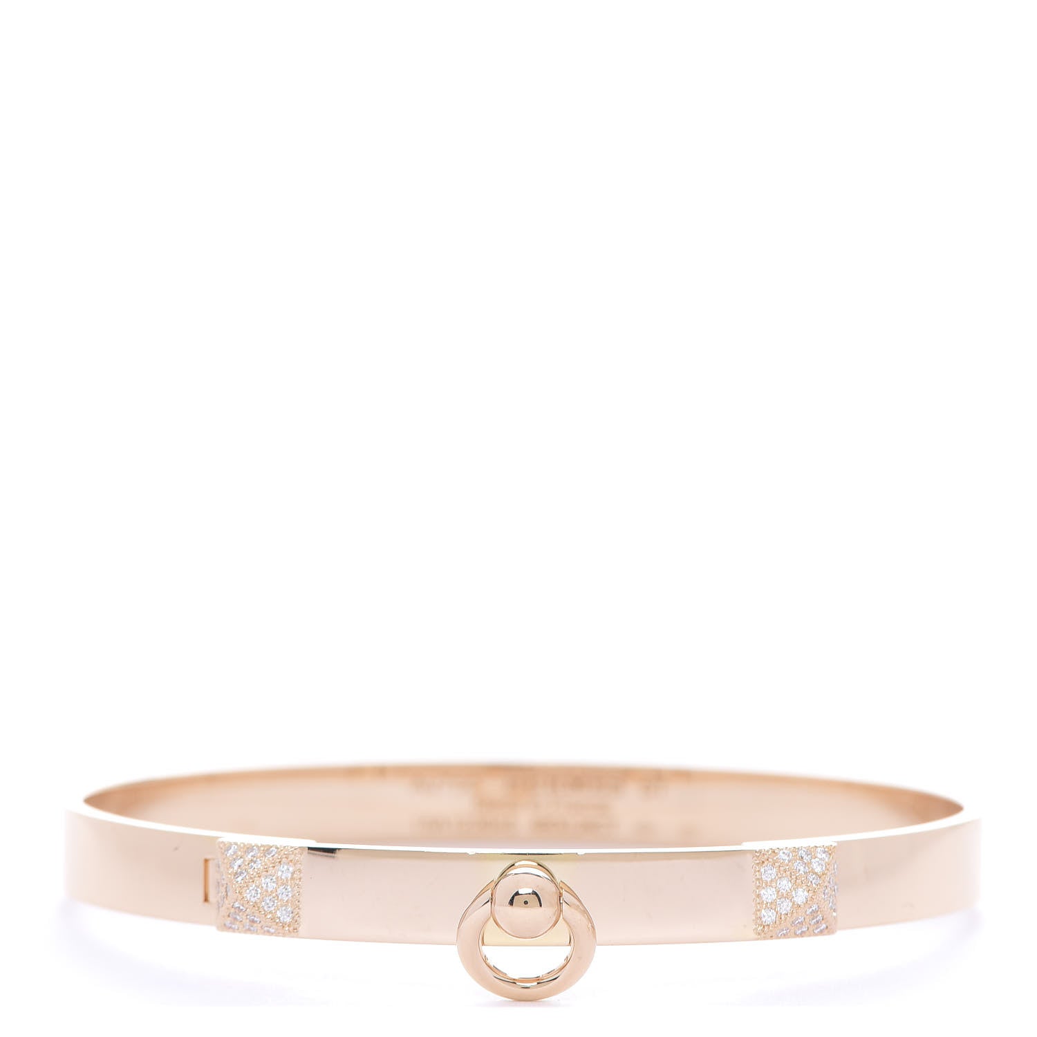 Hermes 18K Rose Gold Diamond PM Collier De Chien Bracelet ST 1 of 4